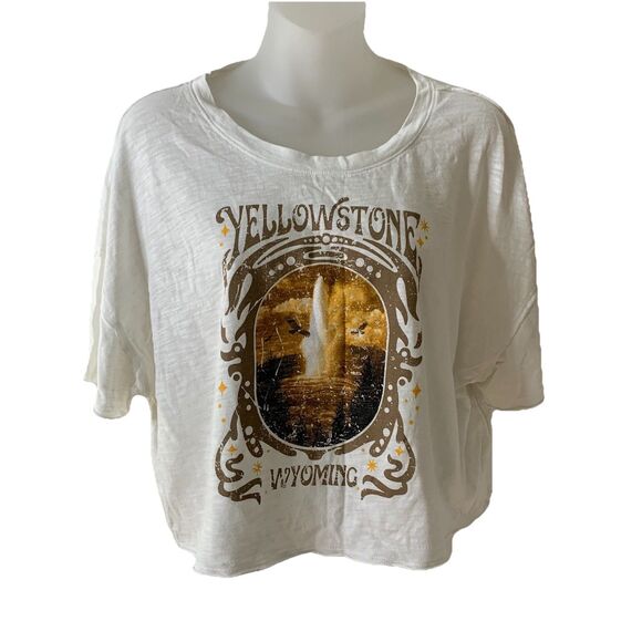 Social Culture Graphic T-Shirt Women's Crop Yellowstone National Park Wyoming XL - Picture 1 of 10